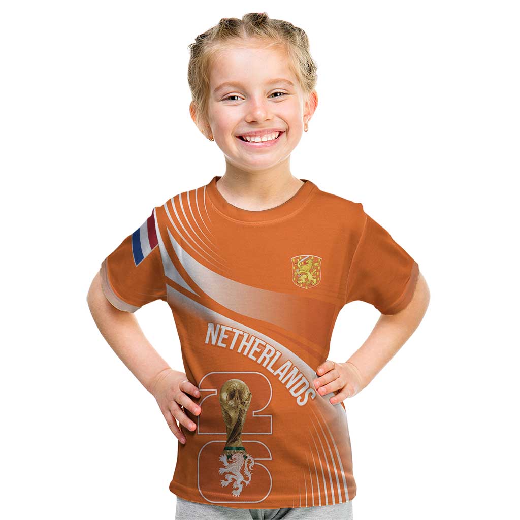Netherlands Custom Orange Lions WC2026 Kid T Shirt - Wonder Print Shop