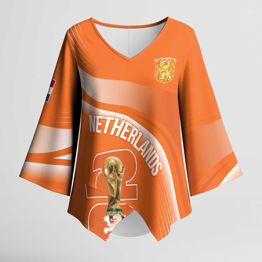 Netherlands Custom Orange Lions WC2026 Kimono Sleeve Blouse - Wonder Print Shop
