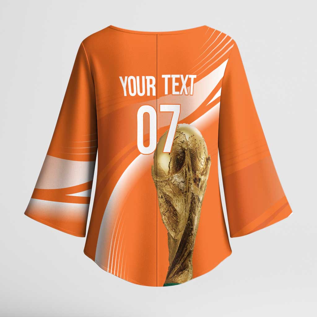 Netherlands Custom Orange Lions WC2026 Kimono Sleeve Blouse - Wonder Print Shop