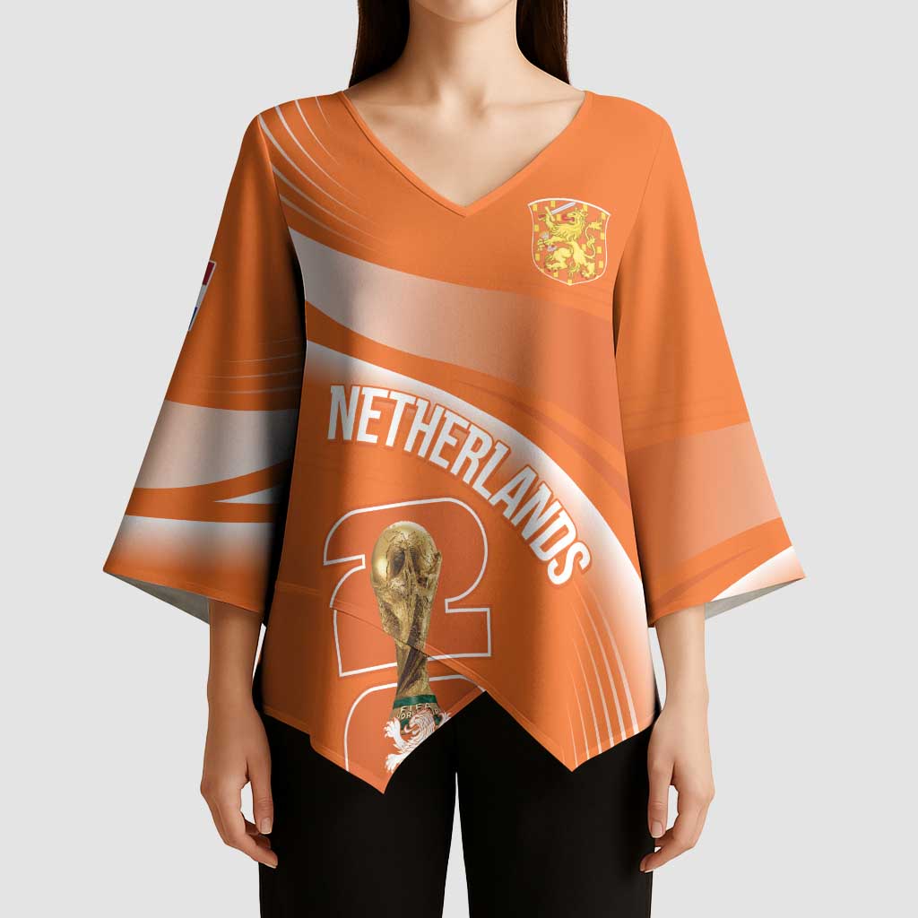 Netherlands Custom Orange Lions WC2026 Kimono Sleeve Blouse - Wonder Print Shop