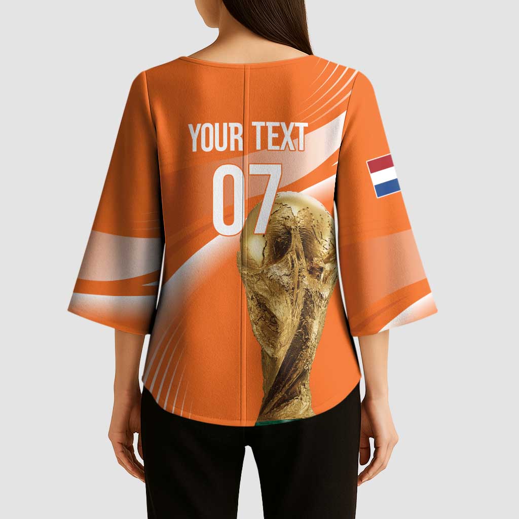 Netherlands Custom Orange Lions WC2026 Kimono Sleeve Blouse - Wonder Print Shop