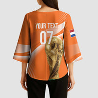 Netherlands Custom Orange Lions WC2026 Kimono Sleeve Blouse - Wonder Print Shop