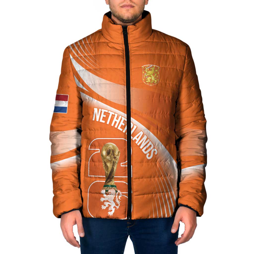 Netherlands Custom Orange Lions WC2026 Padded Jacket - Wonder Print Shop