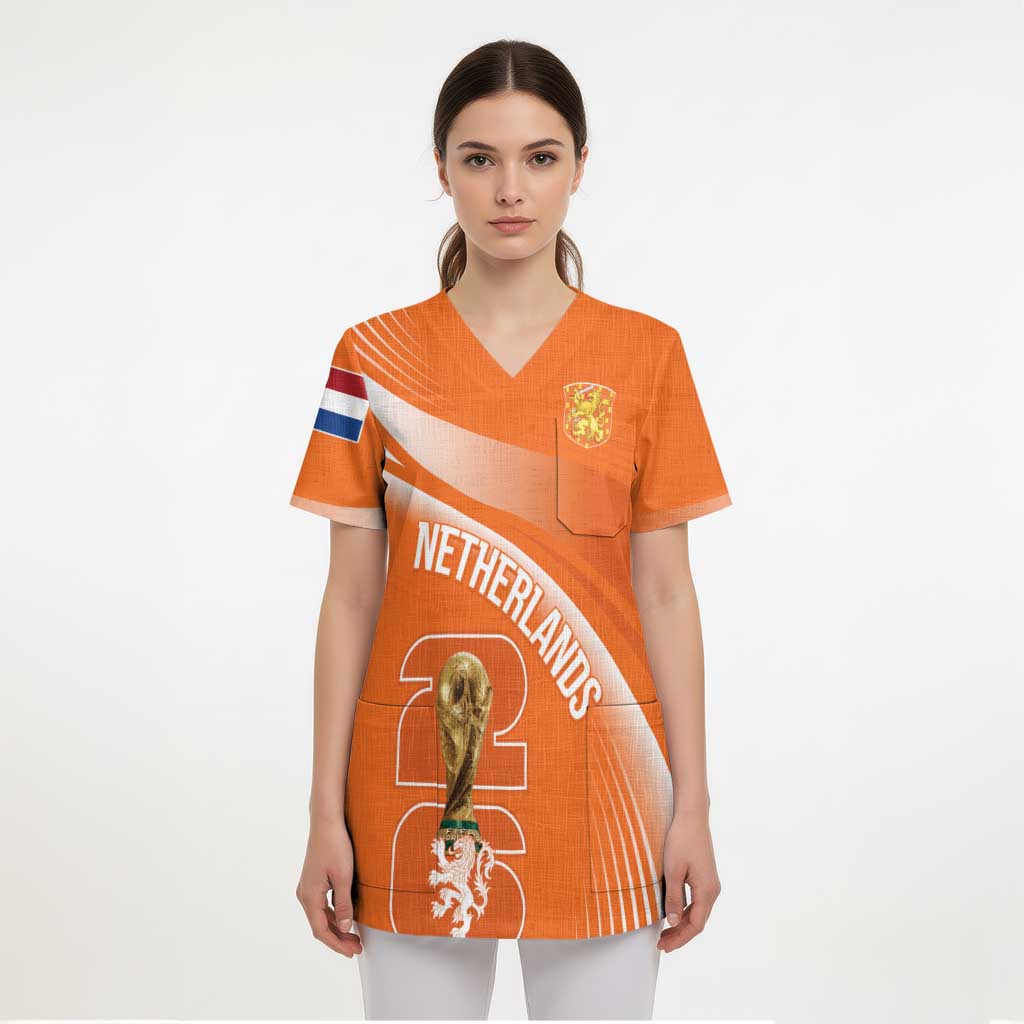 Netherlands Custom Orange Lions WC2026 Scrub Top - Wonder Print Shop