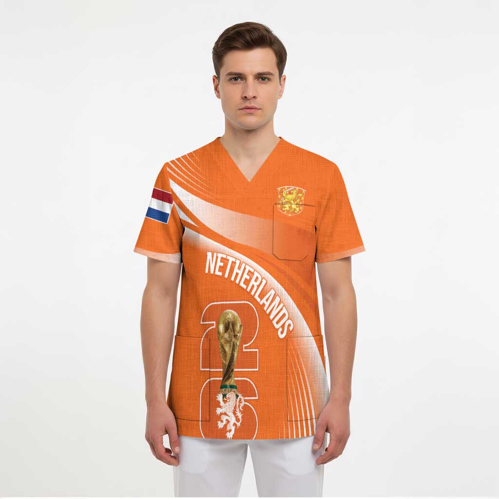 Netherlands Custom Orange Lions WC2026 Scrub Top - Wonder Print Shop