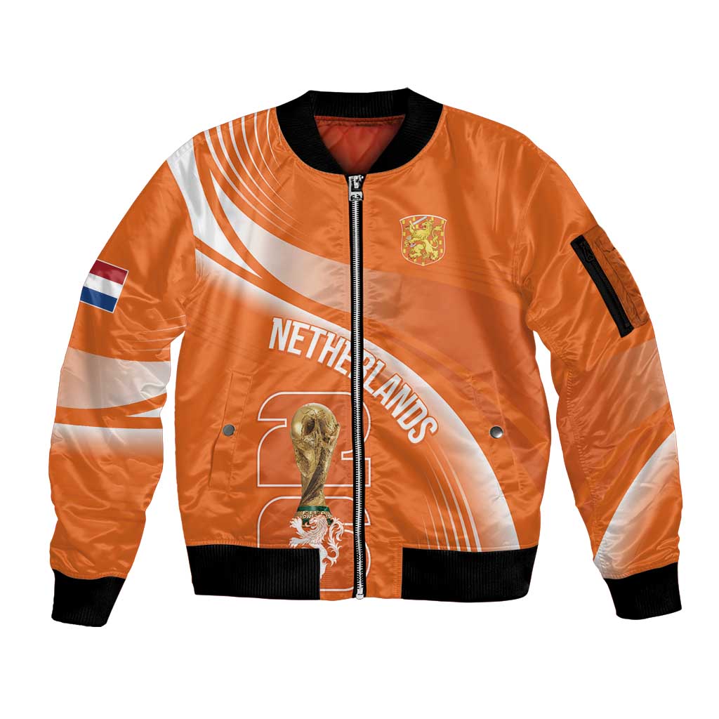 Netherlands Custom Orange Lions WC2026 Sleeve Zip Bomber Jacket - Wonder Print Shop