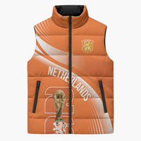 Netherlands Custom Orange Lions WC2026 Sleeveless Puffer Jacket - Wonder Print Shop