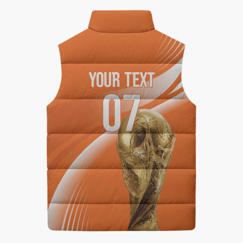 Netherlands Custom Orange Lions WC2026 Sleeveless Puffer Jacket - Wonder Print Shop