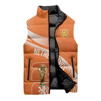 Netherlands Custom Orange Lions WC2026 Sleeveless Puffer Jacket - Wonder Print Shop