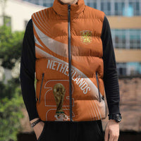 Netherlands Custom Orange Lions WC2026 Sleeveless Puffer Jacket - Wonder Print Shop