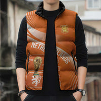 Netherlands Custom Orange Lions WC2026 Sleeveless Puffer Jacket - Wonder Print Shop