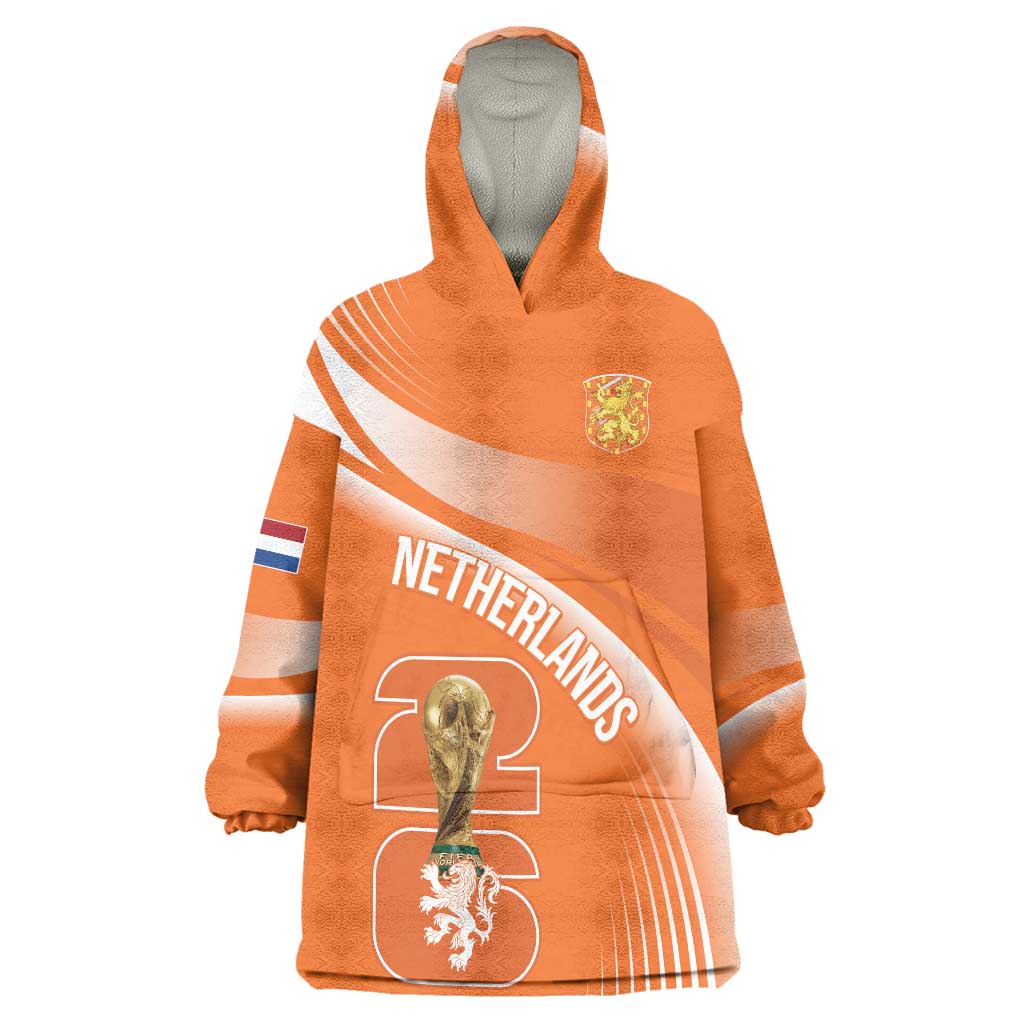 Netherlands Custom Orange Lions WC2026 Wearable Blanket Hoodie - Wonder Print Shop