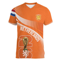 Netherlands Custom Orange Lions WC2026 Women V-Neck T-Shirt - Wonder Print Shop
