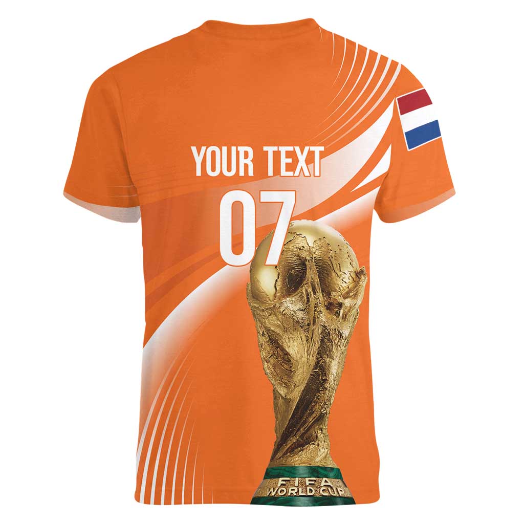 Netherlands Custom Orange Lions WC2026 Women V-Neck T-Shirt - Wonder Print Shop