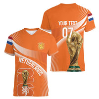 Netherlands Custom Orange Lions WC2026 Women V-Neck T-Shirt - Wonder Print Shop