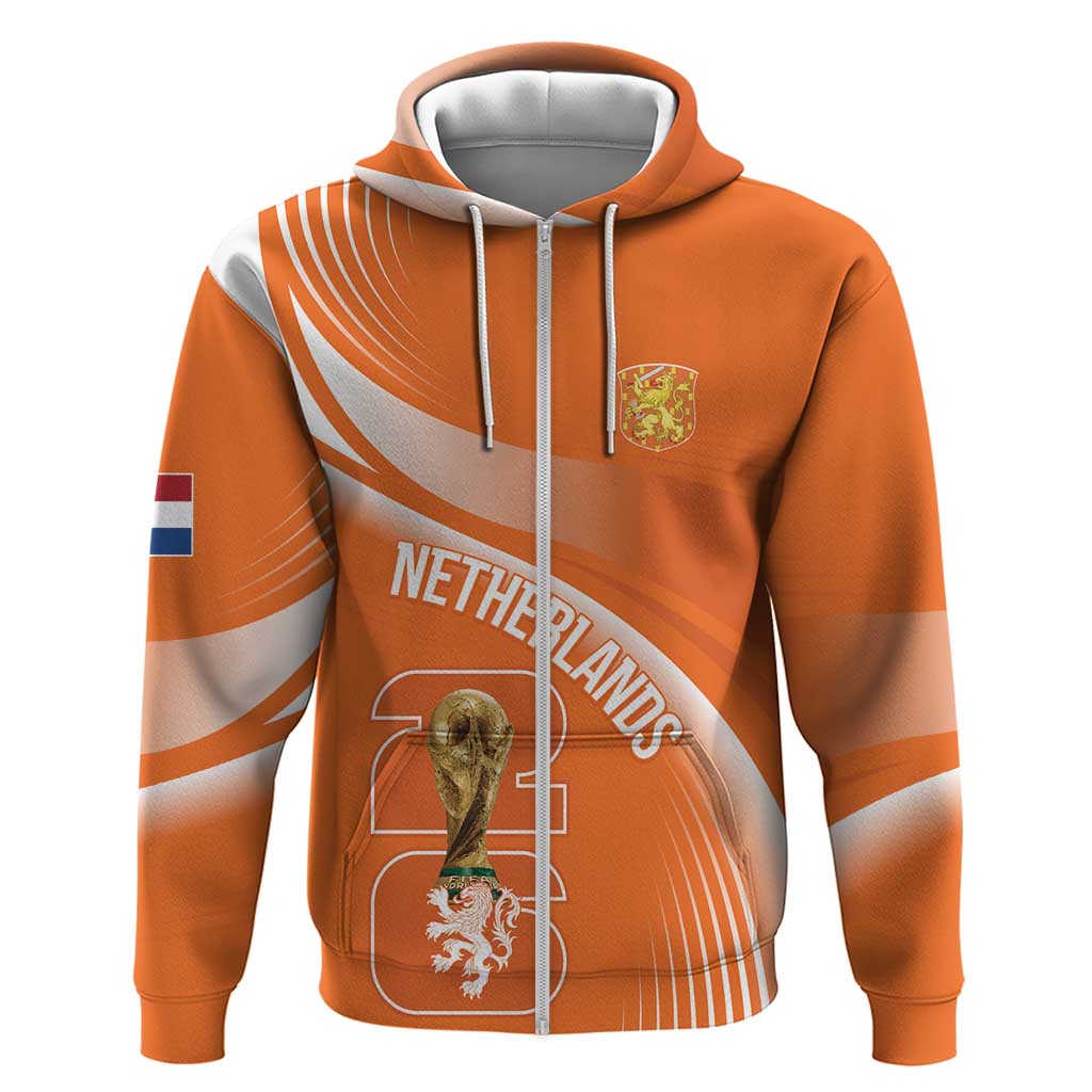 Netherlands Custom Orange Lions WC2026 Zip Hoodie - Wonder Print Shop