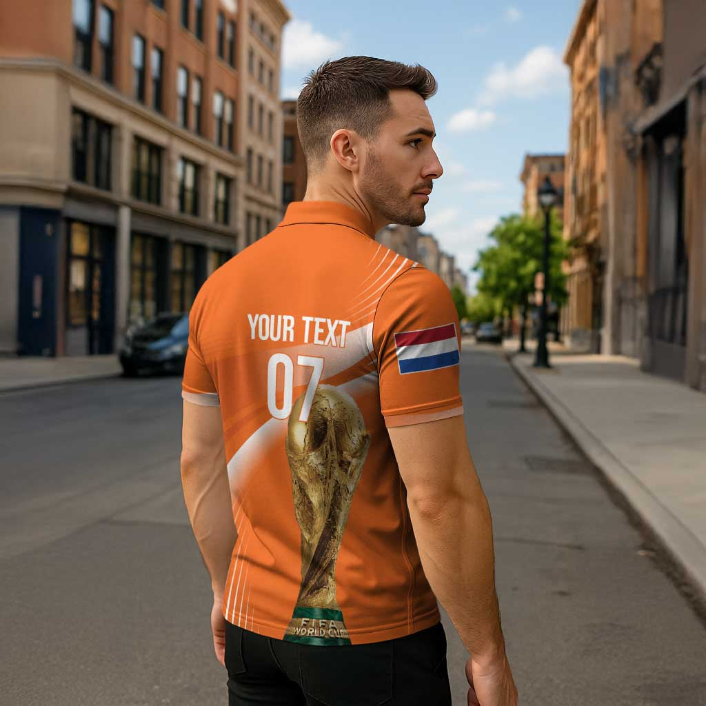 Netherlands Custom Orange Lions WC2026 Zipper Polo Shirt - Wonder Print Shop