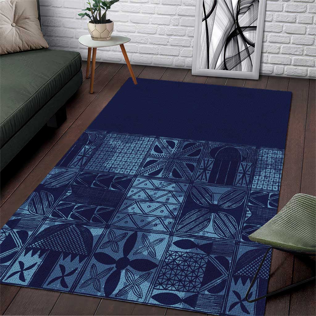 Yoruba Adire Eleko Patterns Area Rug Indigo Vintage