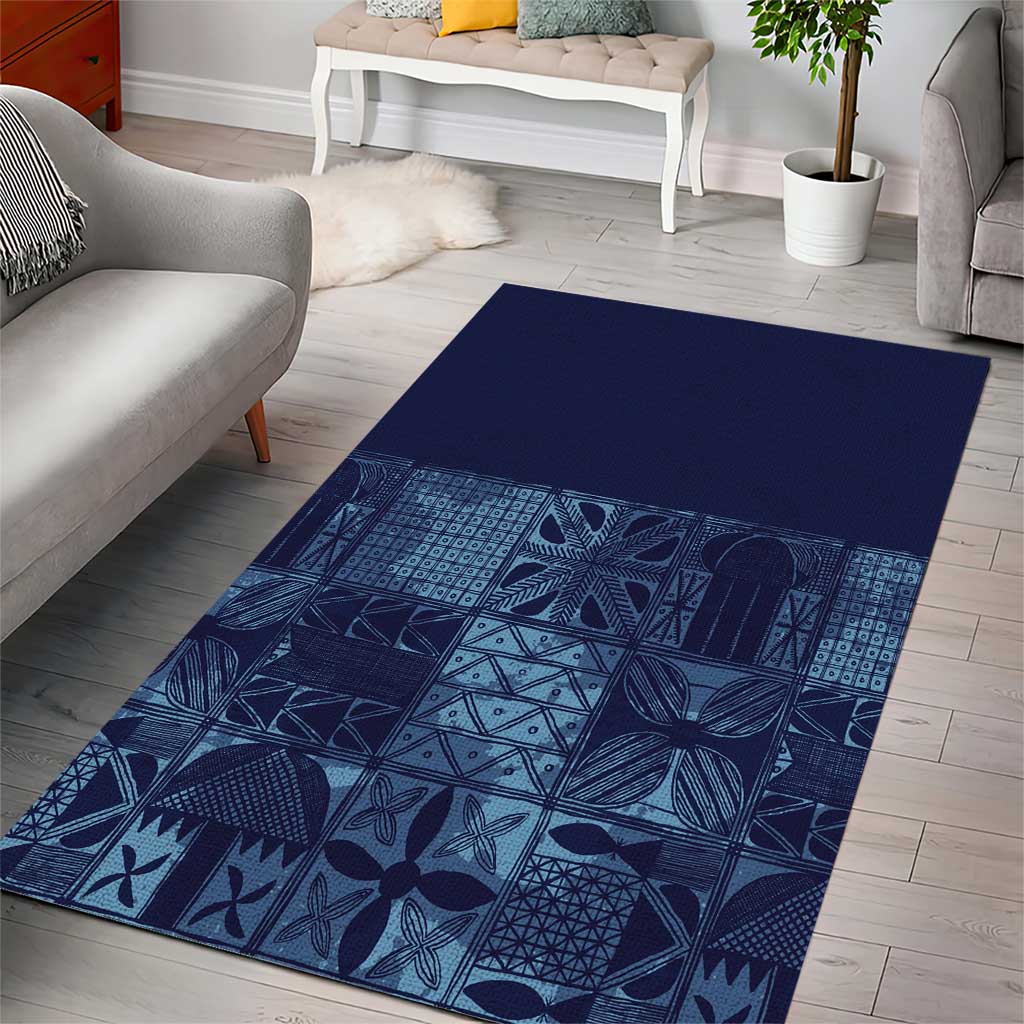 Yoruba Adire Eleko Patterns Area Rug Indigo Vintage