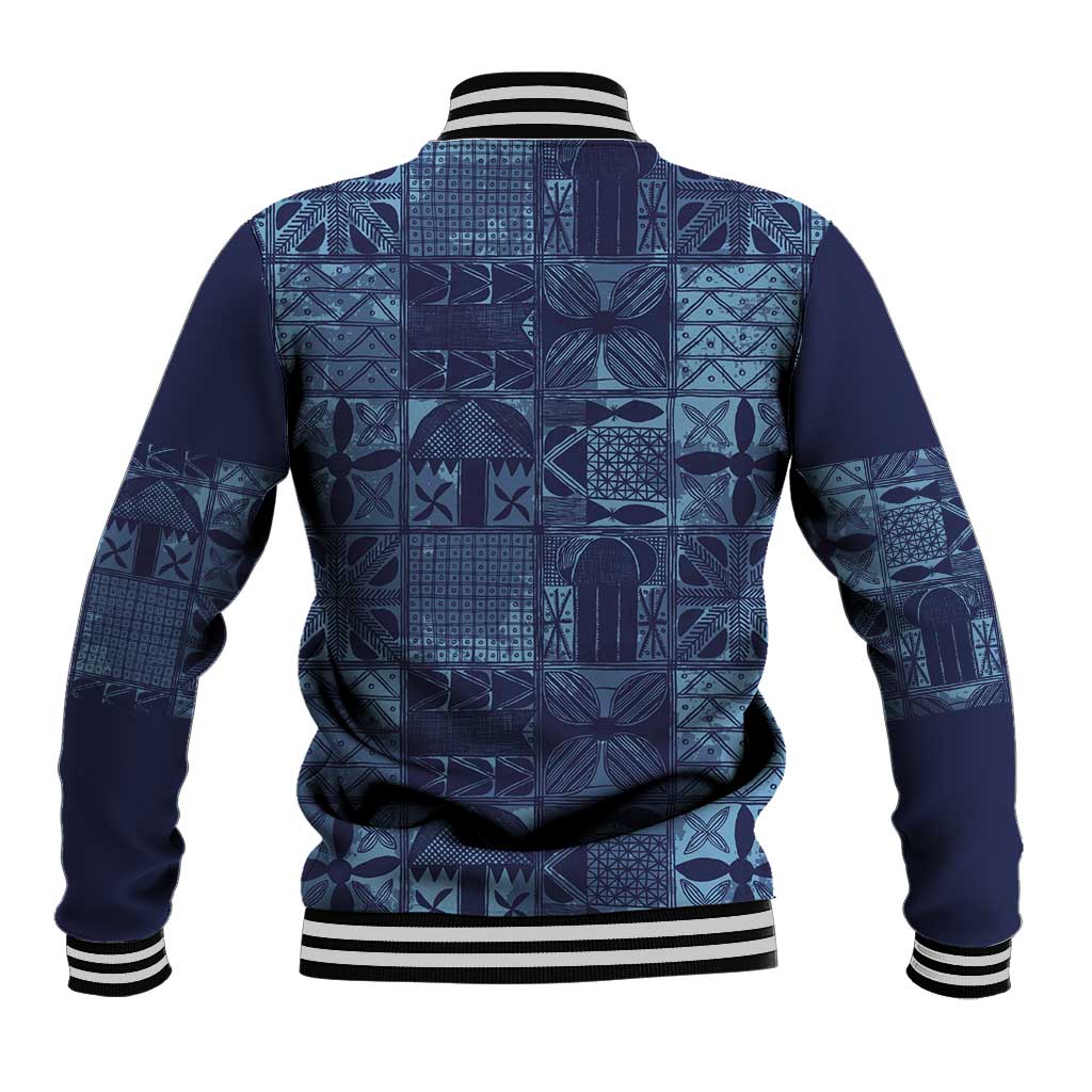 Yoruba Adire Eleko Patterns Baseball Jacket Indigo Vintage