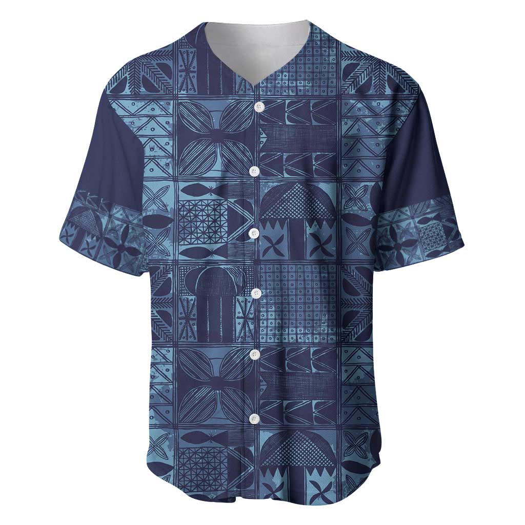 Yoruba Adire Eleko Patterns Baseball Jersey Indigo Vintage