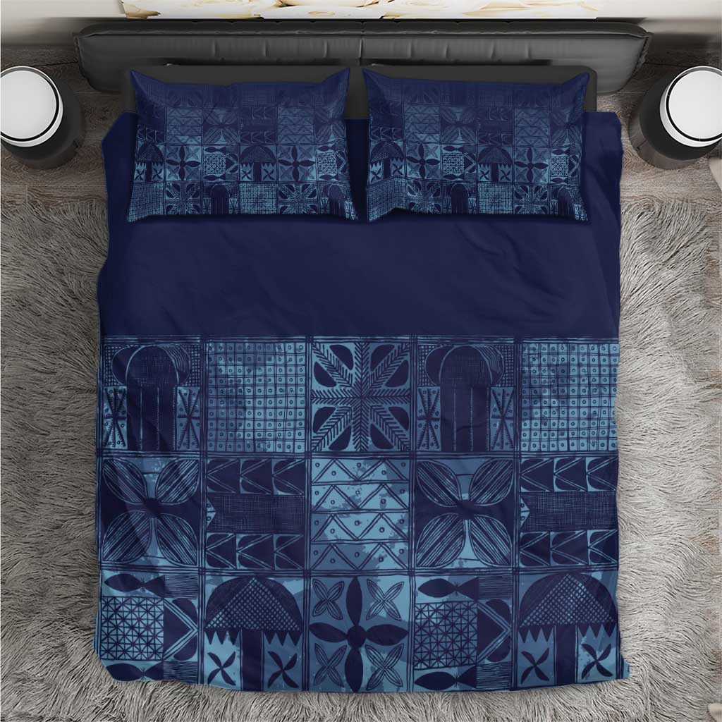 Yoruba Adire Eleko Patterns Bedding Set Indigo Vintage
