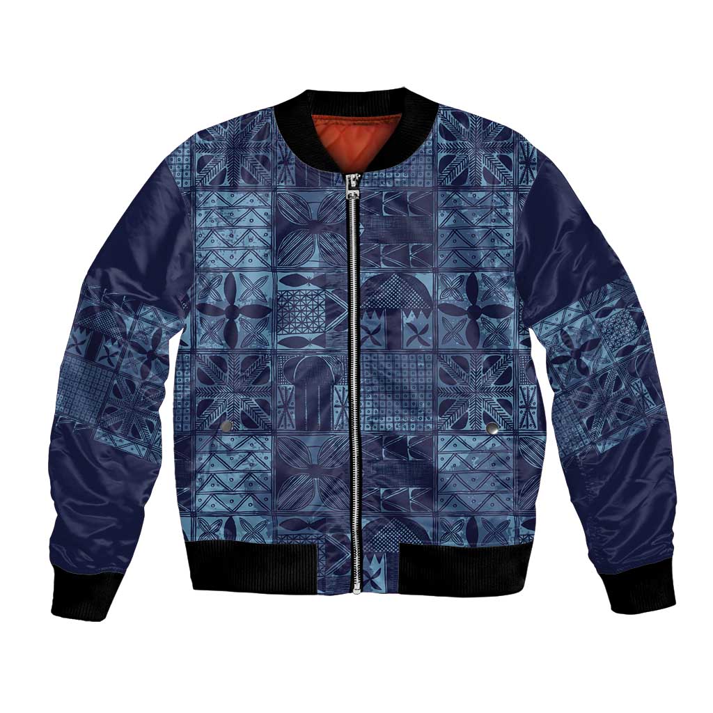 Yoruba Adire Eleko Patterns Bomber Jacket Indigo Vintage