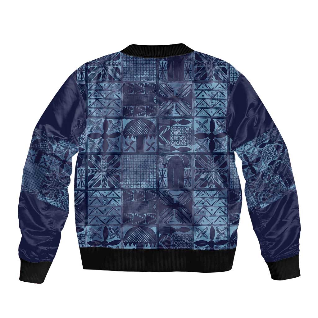 Yoruba Adire Eleko Patterns Bomber Jacket Indigo Vintage