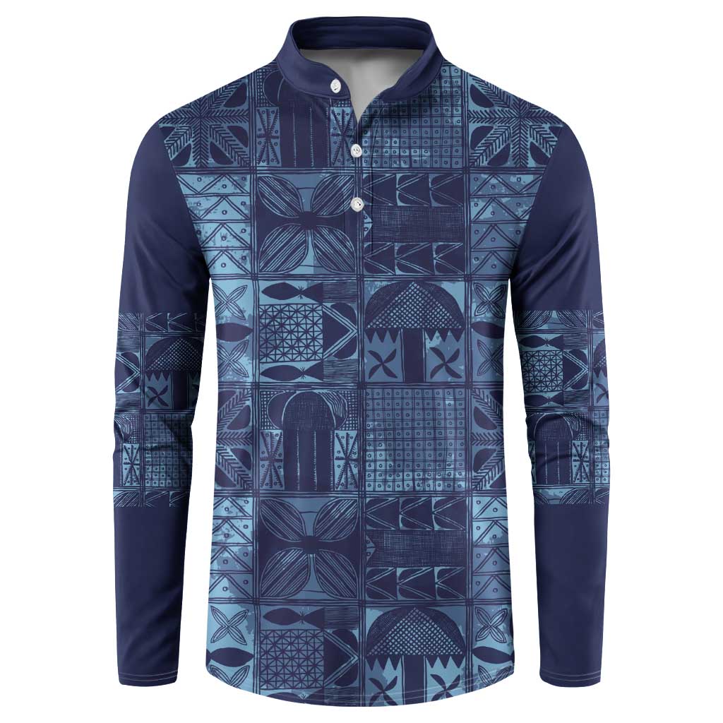 Yoruba Adire Eleko Patterns Button Sweatshirt Indigo Vintage