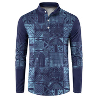 Yoruba Adire Eleko Patterns Button Sweatshirt Indigo Vintage