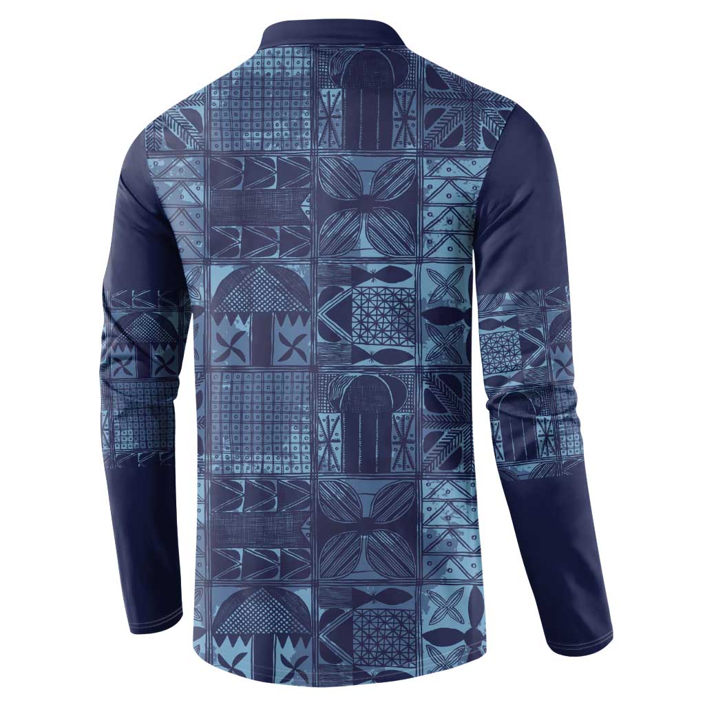 Yoruba Adire Eleko Patterns Button Sweatshirt Indigo Vintage