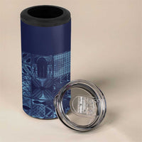 Yoruba Adire Eleko Patterns 4 in 1 Can Cooler Tumbler Indigo Vintage