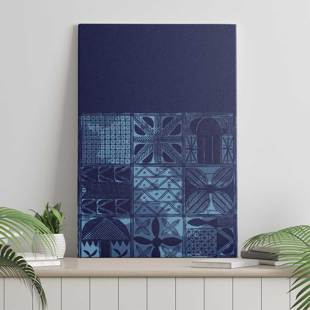 Yoruba Adire Eleko Patterns Canvas Wall Art Indigo Vintage