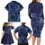 Yoruba Adire Eleko Patterns Family Matching Long Sleeve Bodycon Dress and Hawaiian Shirt Indigo Vintage