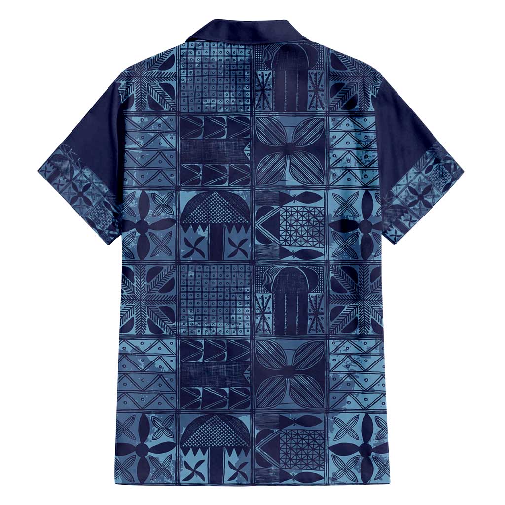 Yoruba Adire Eleko Patterns Family Matching Long Sleeve Bodycon Dress and Hawaiian Shirt Indigo Vintage