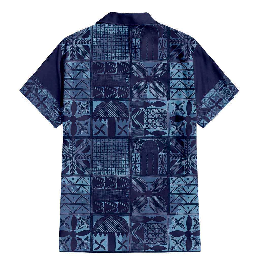 Yoruba Adire Eleko Patterns Family Matching Mermaid Dress and Hawaiian Shirt Indigo Vintage