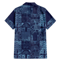 Yoruba Adire Eleko Patterns Family Matching Off The Shoulder Long Sleeve Dress and Hawaiian Shirt Indigo Vintage
