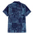 Yoruba Adire Eleko Patterns Family Matching Off The Shoulder Long Sleeve Dress and Hawaiian Shirt Indigo Vintage
