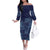 Yoruba Adire Eleko Patterns Family Matching Off The Shoulder Long Sleeve Dress and Hawaiian Shirt Indigo Vintage