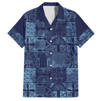 Yoruba Adire Eleko Patterns Family Matching Off Shoulder Maxi Dress and Hawaiian Shirt Indigo Vintage