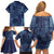 Yoruba Adire Eleko Patterns Family Matching Off Shoulder Short Dress and Hawaiian Shirt Indigo Vintage