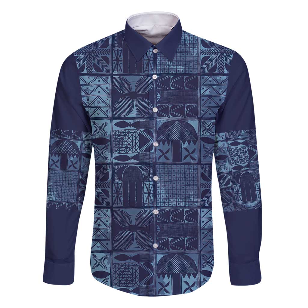 Yoruba Adire Eleko Patterns Family Matching Off Shoulder Short Dress and Hawaiian Shirt Indigo Vintage