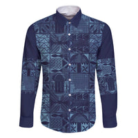 Yoruba Adire Eleko Patterns Family Matching Off Shoulder Short Dress and Hawaiian Shirt Indigo Vintage