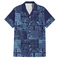 Yoruba Adire Eleko Patterns Family Matching Puletasi and Hawaiian Shirt Indigo Vintage