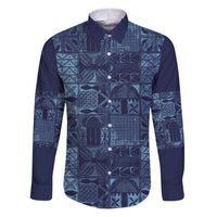Yoruba Adire Eleko Patterns Family Matching Puletasi and Hawaiian Shirt Indigo Vintage