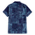 Yoruba Adire Eleko Patterns Family Matching Short Sleeve Bodycon Dress and Hawaiian Shirt Indigo Vintage