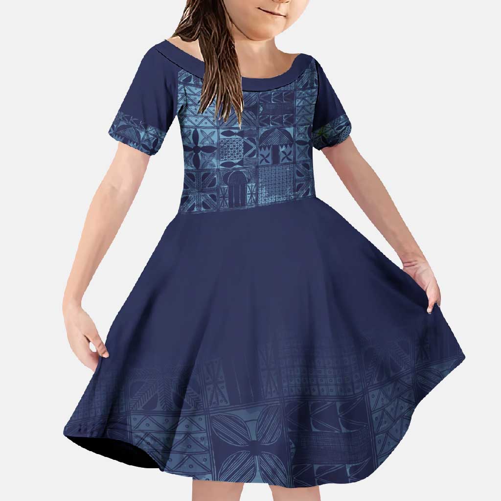 Yoruba Adire Eleko Patterns Family Matching Tank Maxi Dress and Hawaiian Shirt Indigo Vintage
