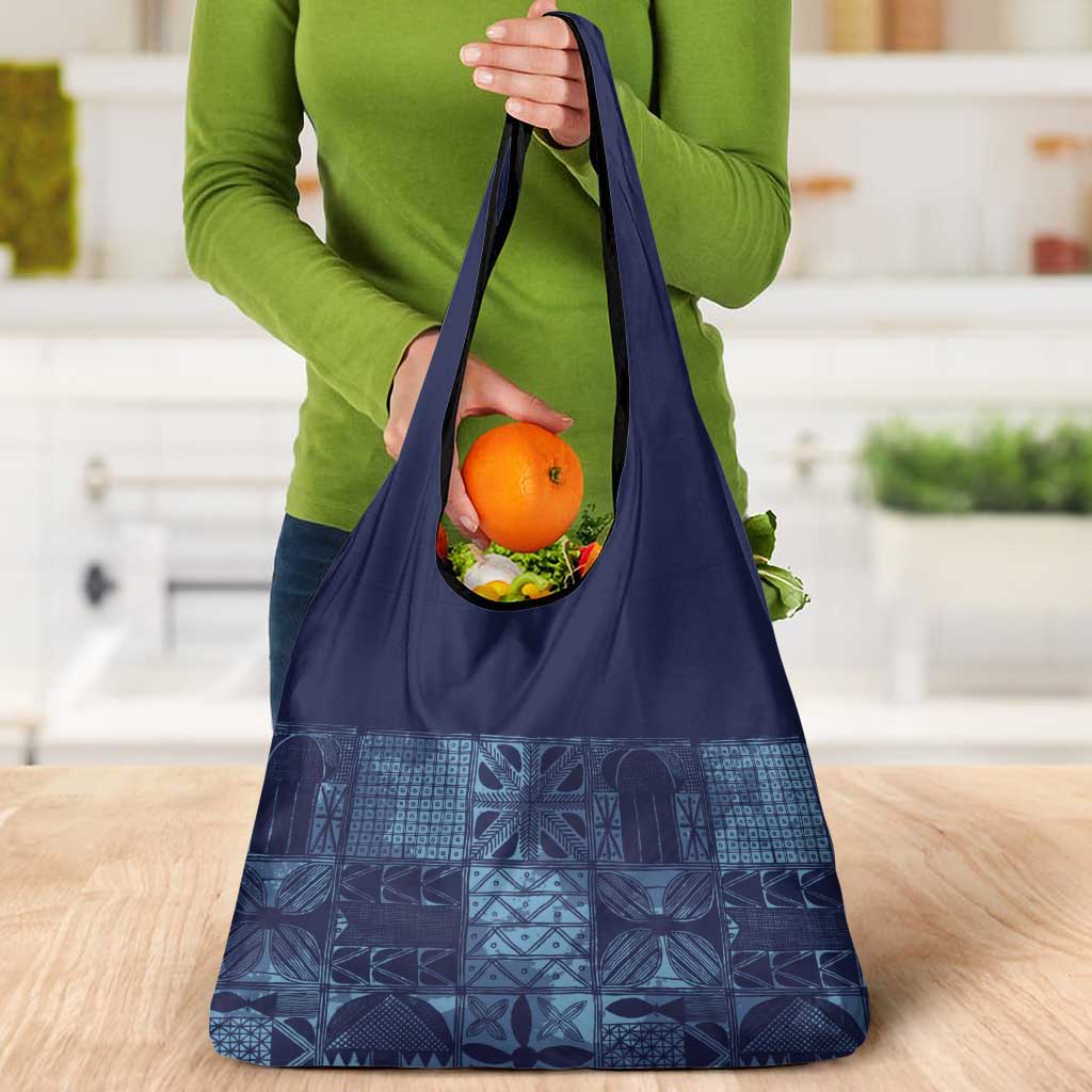 Yoruba Adire Eleko Patterns Grocery Bag Indigo Vintage