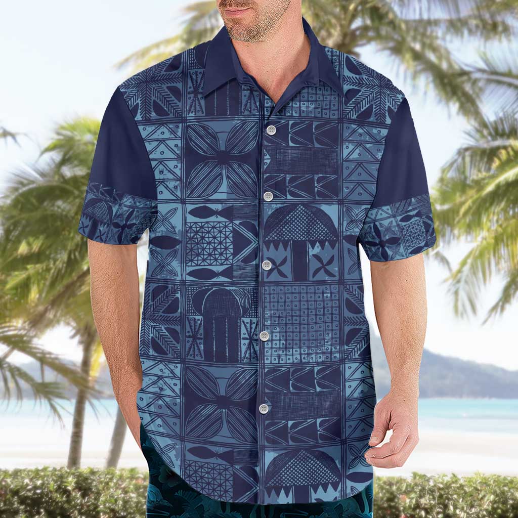 Yoruba Adire Eleko Patterns Hawaiian Shirt Indigo Vintage