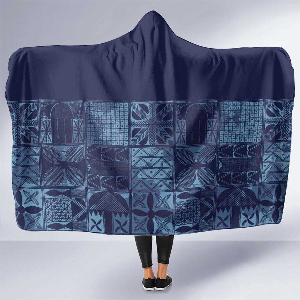 Yoruba Adire Eleko Patterns Hooded Blanket Indigo Vintage